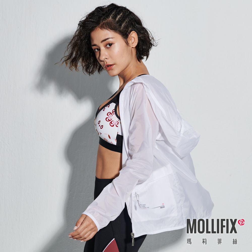 MOLLIFIX 瑪莉菲絲 輕量可收納連帽風衣外套 (白)_2