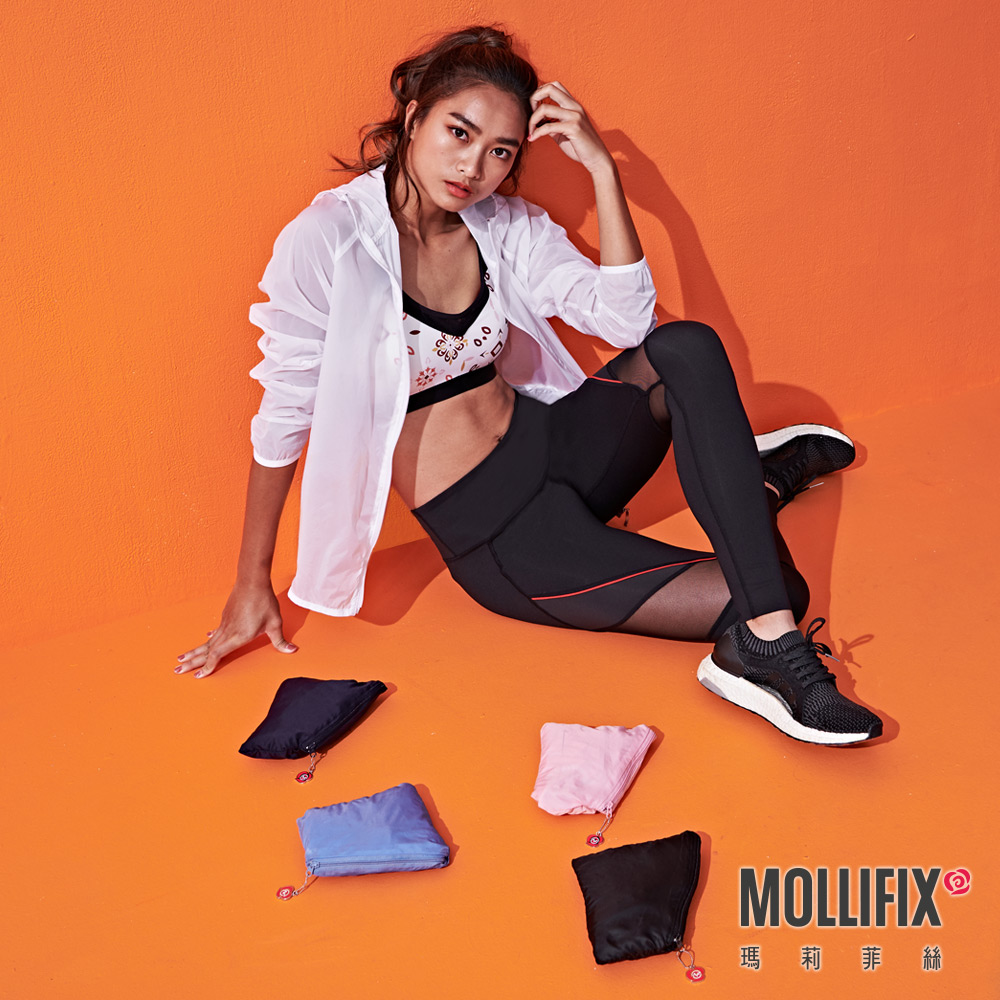 MOLLIFIX 瑪莉菲絲 輕量可收納連帽風衣外套 (白)_5