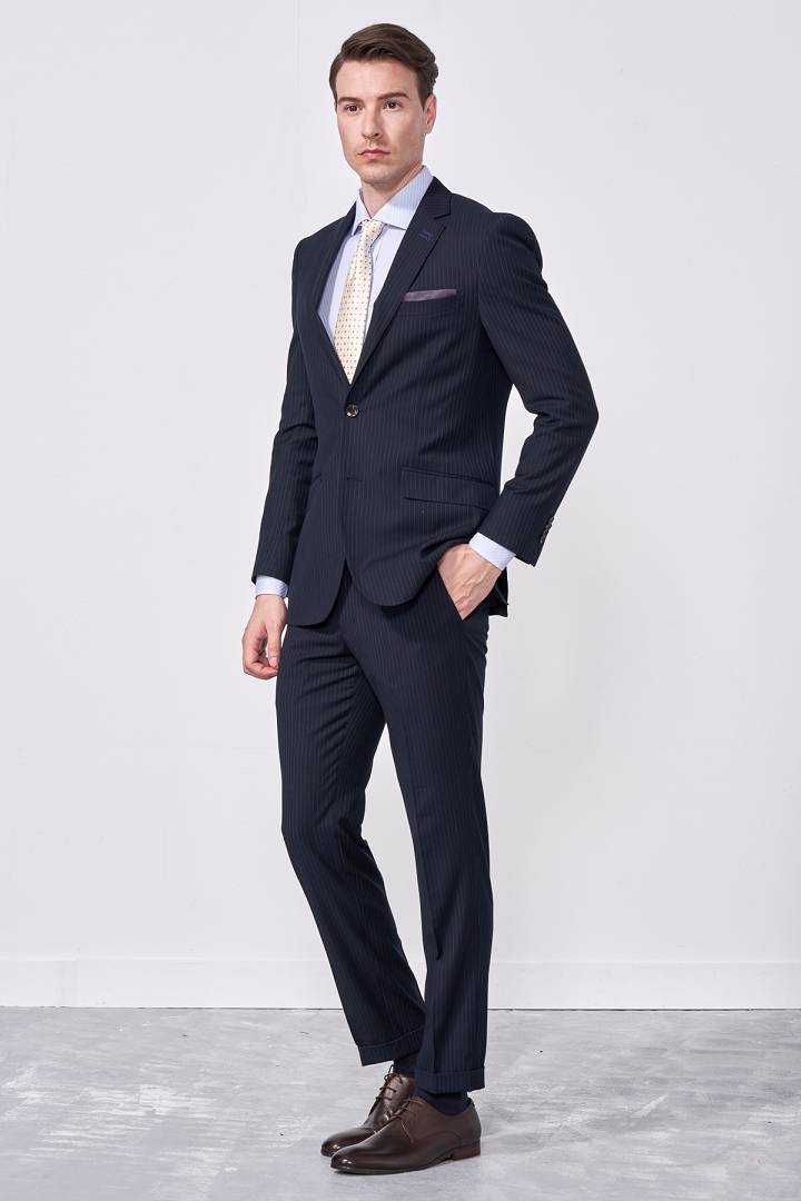 SST&C #Online Exclusive  Navy Striped Pattern Slim Fit Suit Jacket | 0112009003  (Outlet)_4
