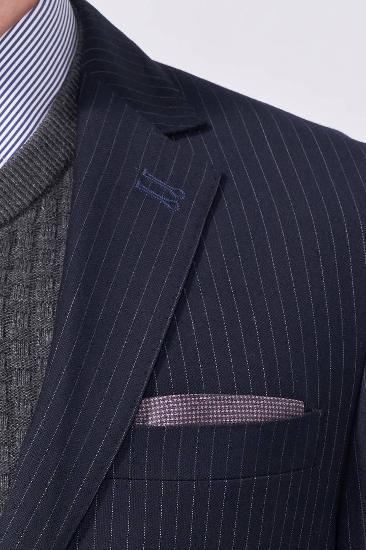 SST&C #Online Exclusive  Navy Striped Pattern Slim Fit Suit Jacket | 0112009003  (Outlet)_6
