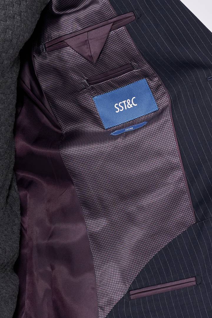 SST&C #Online Exclusive  Navy Striped Pattern Slim Fit Suit Jacket | 0112009003  (Outlet)_7