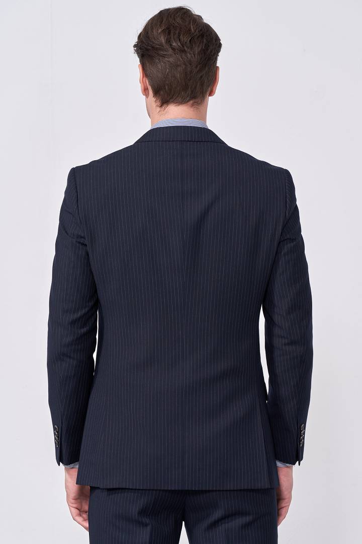 SST&C #Online Exclusive  Navy Striped Pattern Slim Fit Suit Jacket | 0112009003  (Outlet)_9