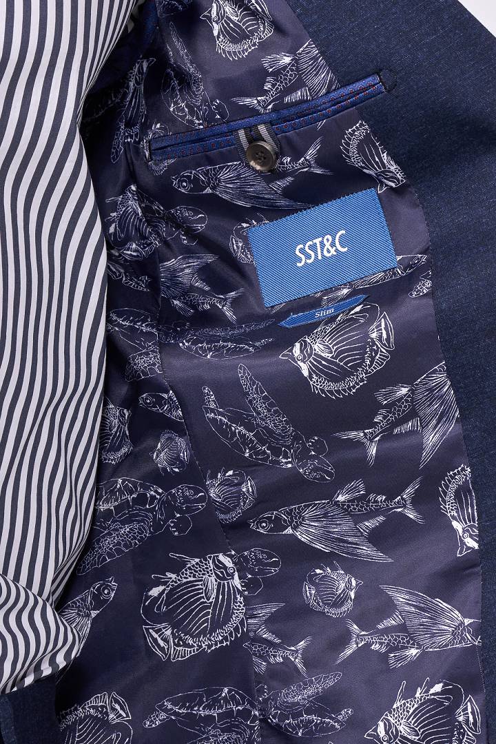 SST&C Denim Blue Knitted Slim Fit Suit Jacket | 0112009005  (Outlet)_7