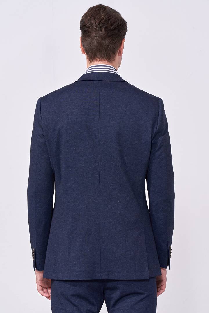 SST&C Denim Blue Knitted Slim Fit Suit Jacket | 0112009005  (Outlet)_9