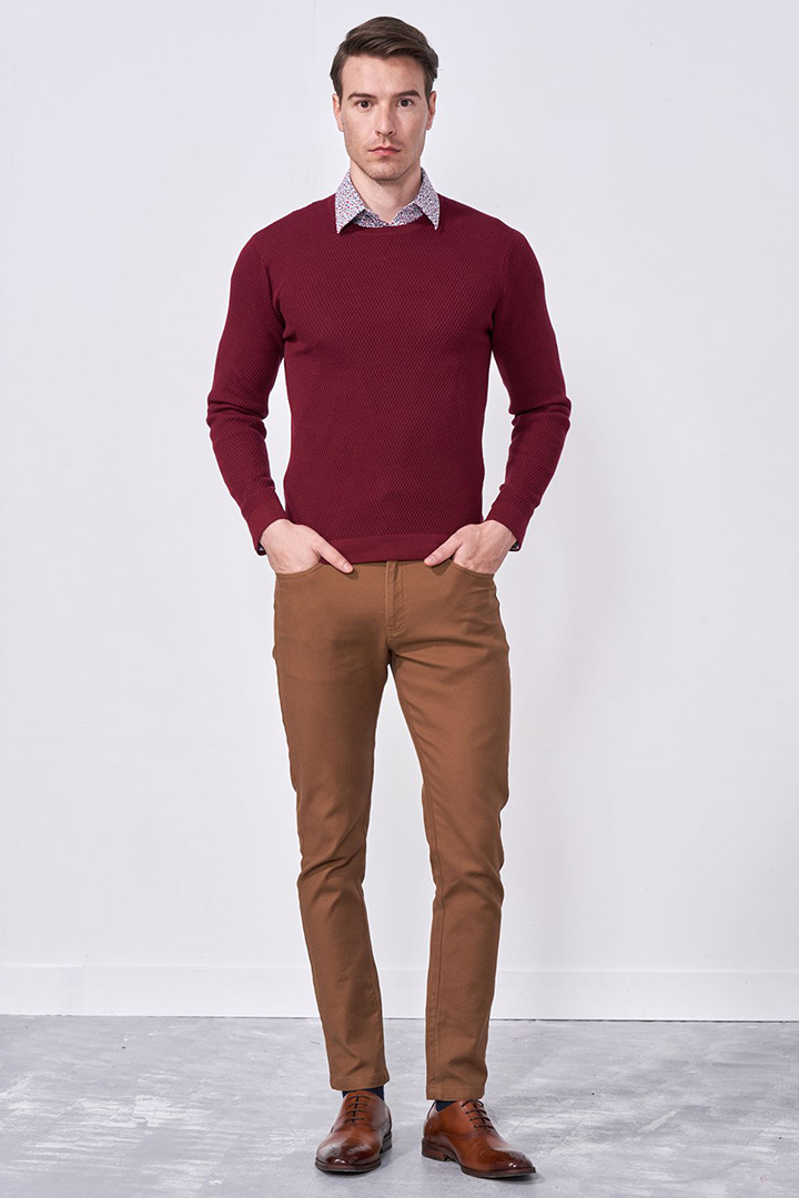 SST&C Burgundy Crew Neck Sweater | 1112009005  (Outlet)_5