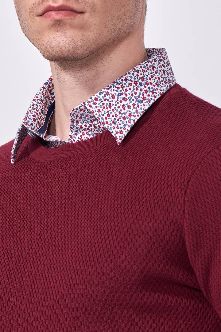 SST&C Burgundy Crew Neck Sweater | 1112009005  (Outlet)_6