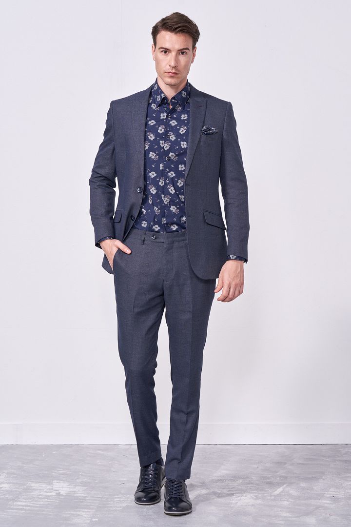 SST&C Denim Blue Slim Fit Suit Trousers | 0212009001  (Outlet)_0