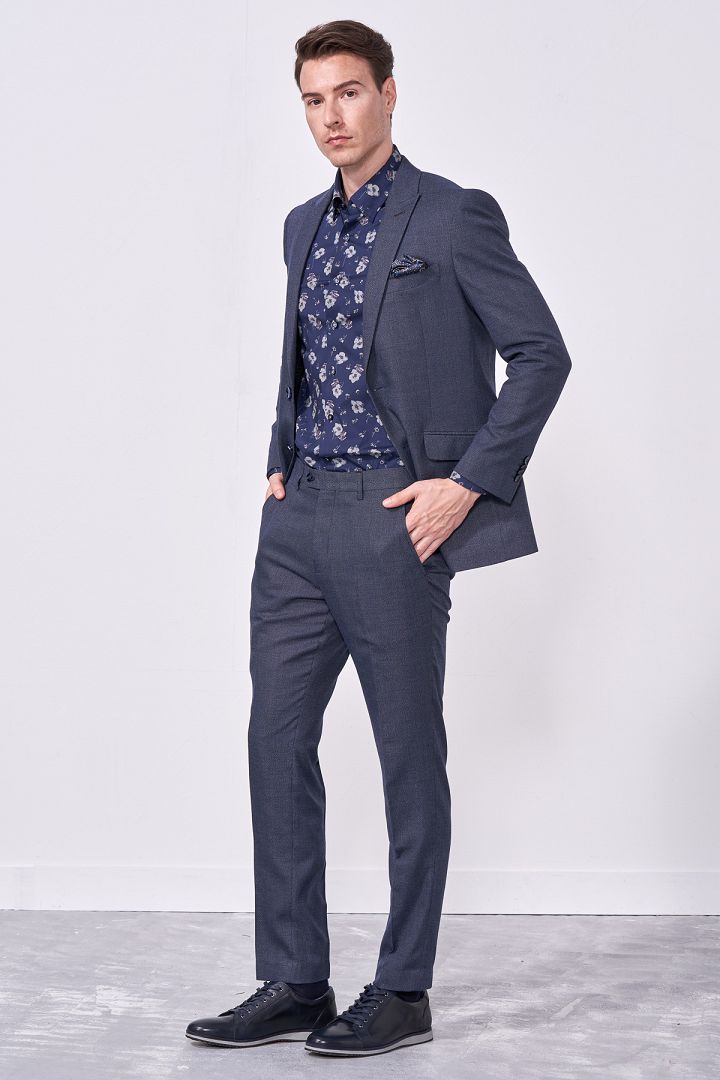 SST&C Denim Blue Slim Fit Suit Trousers | 0212009001  (Outlet)_1