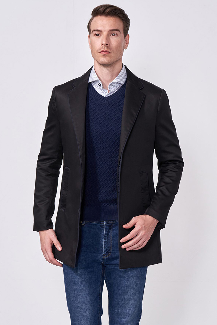 SST&C Black Trench Coat | 0612009004  (Outlet)_0