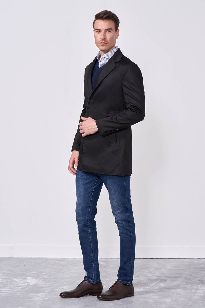 SST&C Black Trench Coat | 0612009004  (Outlet)_4