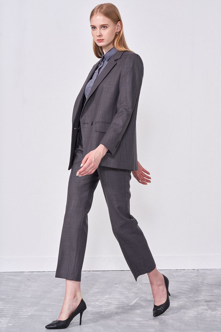 SST&C Women'S Rock Gray Wide Hem Straight Suit Trousers | 7262009005  (Outlet)_0