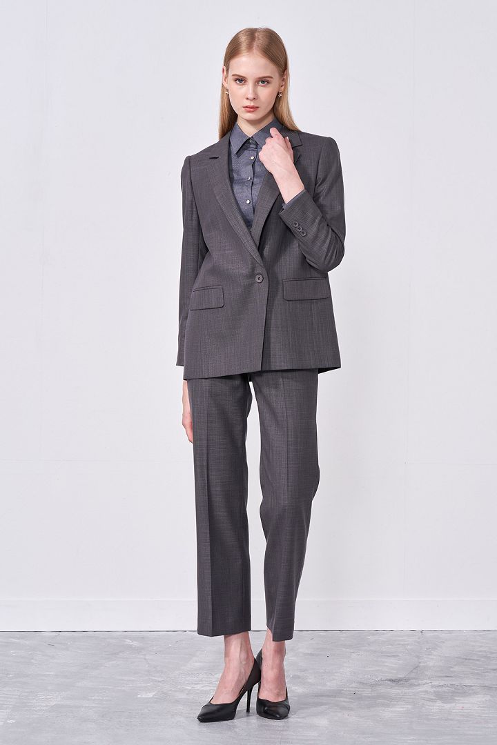 SST&C Women'S Rock Gray Wide Hem Straight Suit Trousers | 7262009005  (Outlet)_1