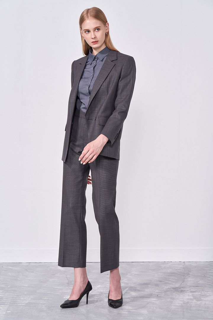 SST&C Women'S Rock Gray Wide Hem Straight Suit Trousers | 7262009005  (Outlet)_2