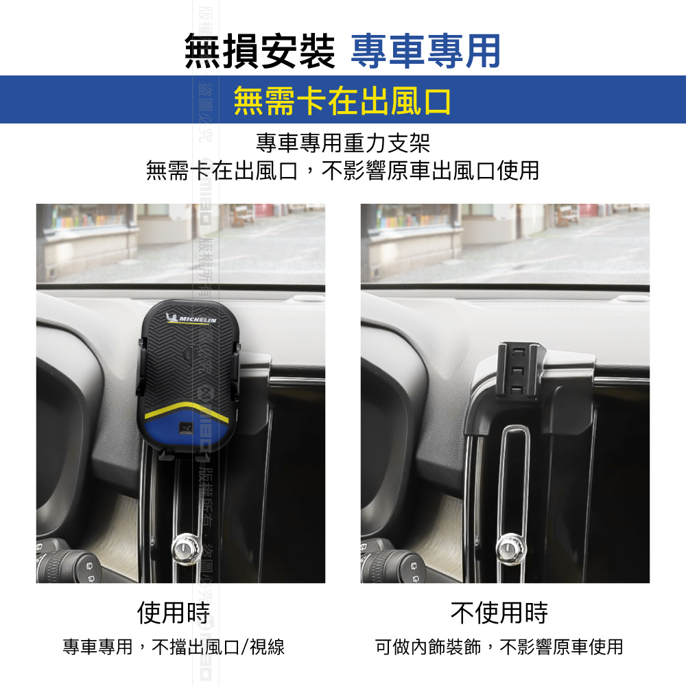 VOLVO 富豪 XC40 2018~ 米其林 Qi 智能充電紅外線自動開合手機架【專用支架+QC快速車充】 ML99_3