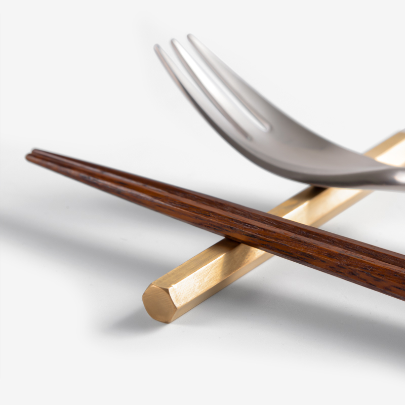 WAGA Matte 8cm Hexagonal Prism Copper Chopstick Rest_2