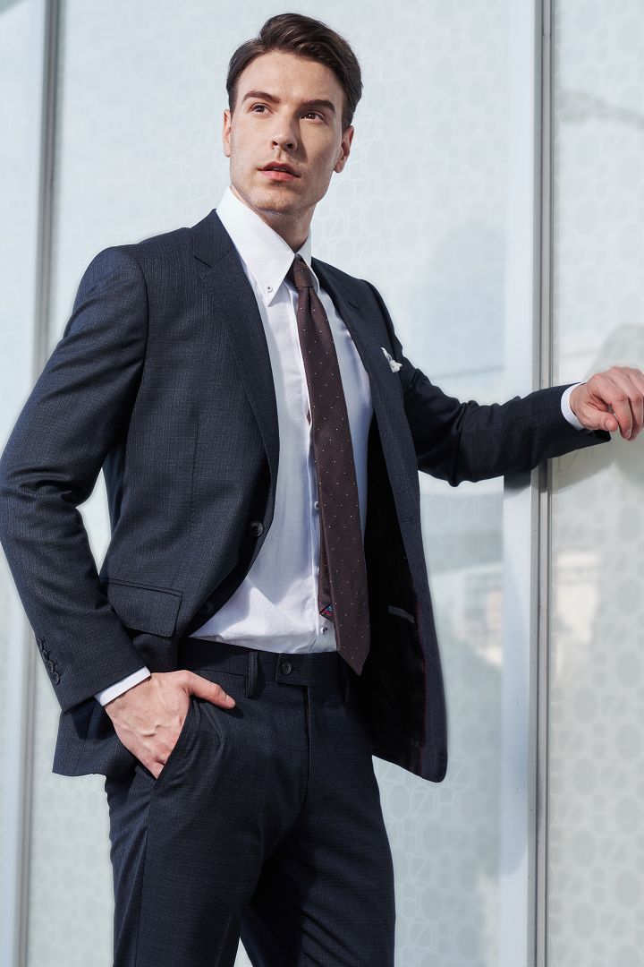 SST&C #Milan Series  Gray Textured Slim Fit Suit Jacket | 0112010003  (Outlet)_0