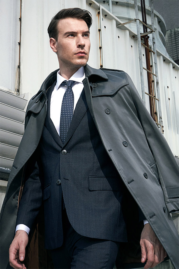 SST&C #Milan Series  Gray Textured Slim Fit Suit Jacket | 0112010003  (Outlet)_1