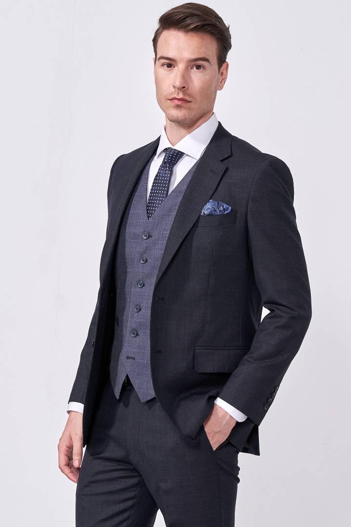 SST&C #Milan Series  Gray Textured Slim Fit Suit Jacket | 0112010003  (Outlet)_4