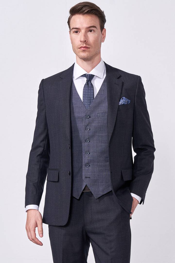 SST&C #Milan Series  Gray Textured Slim Fit Suit Jacket | 0112010003  (Outlet)_5