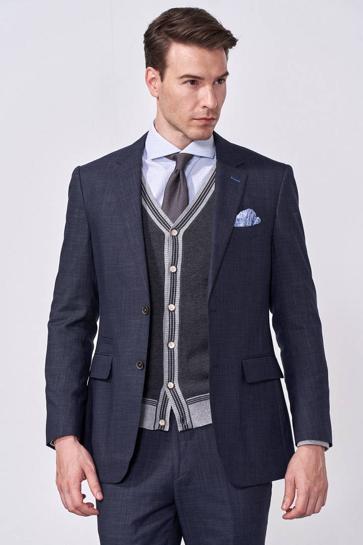 SST&C Iron Gray Textured Slim Fit Suit Jacket | 0112010009  (Outlet)_2