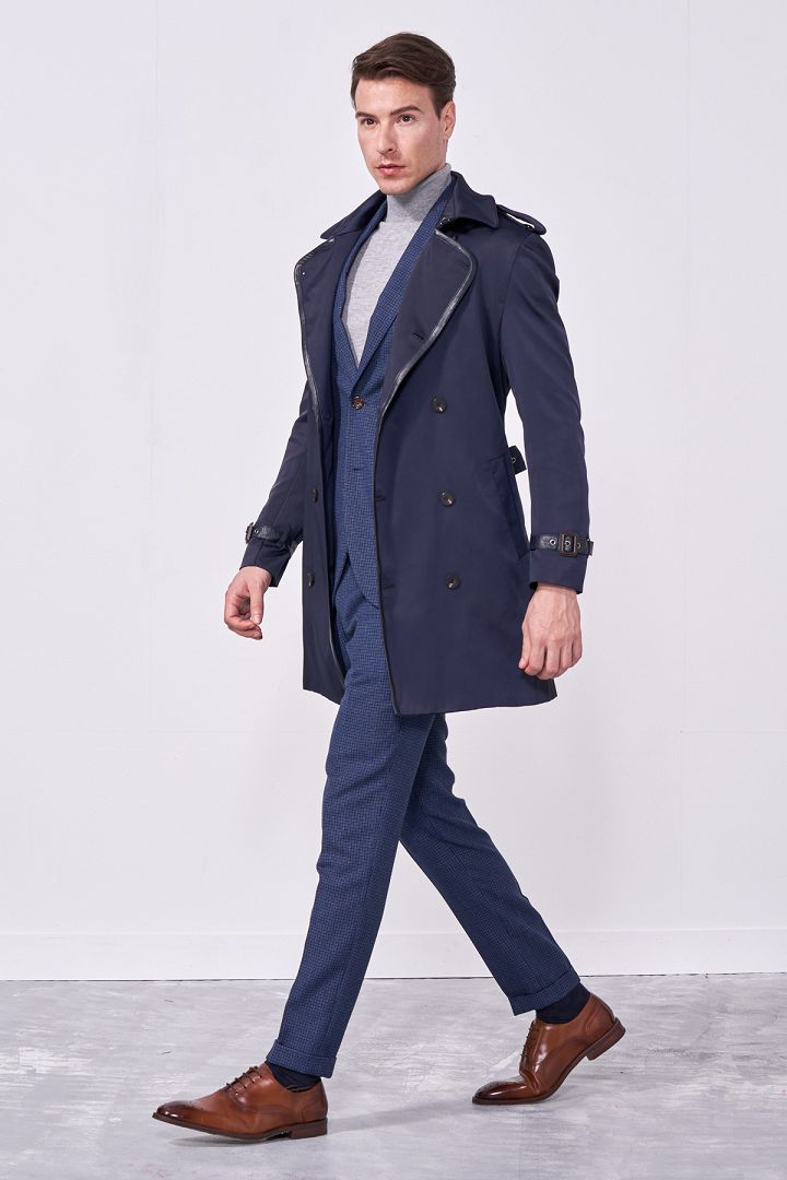 SST&C #Online Exclusive  Sky Blue Geometric Pattern Slim Fit Suit Trousers | 0212010004  (Outlet)_2