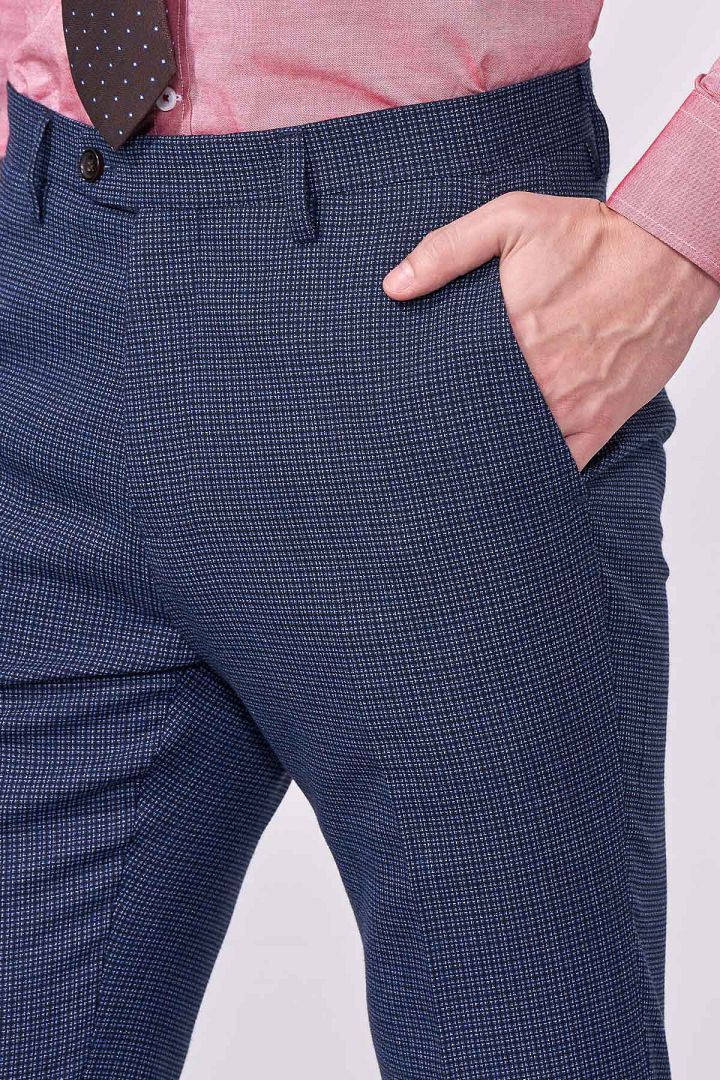 SST&C #Online Exclusive  Sky Blue Geometric Pattern Slim Fit Suit Trousers | 0212010004  (Outlet)_4