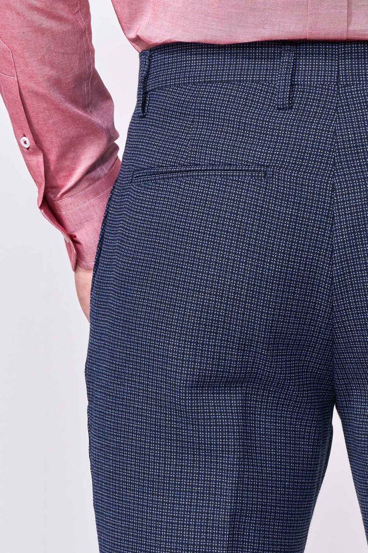 SST&C #Online Exclusive  Sky Blue Geometric Pattern Slim Fit Suit Trousers | 0212010004  (Outlet)_5