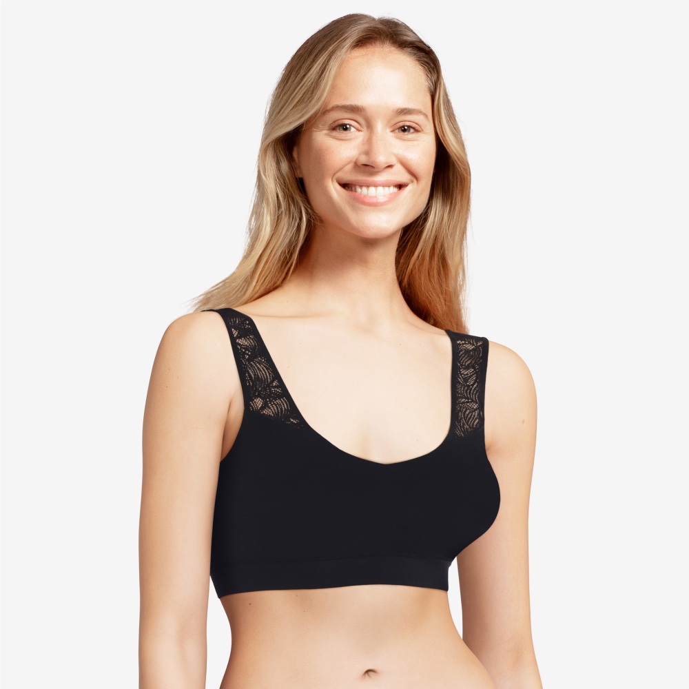 【Chantelle Lab】蕾絲V領無痕內衣>XS-XXL>黑色(11G10_011)【Soft Stretch】_3