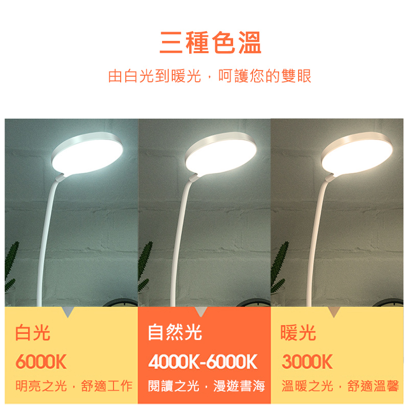 LED多功能筆筒護眼檯燈 LED筆筒燈（插電款）｜三種色溫、文具收納_4