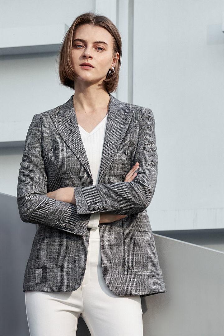SST&C Women'S Gray Textured Straight Suit Trousers | 7262010005  (Outlet)_1