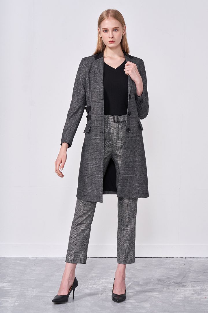 SST&C Women'S Gray Textured Straight Suit Trousers | 7262010005  (Outlet)_5