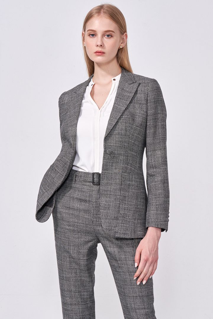 SST&C Women'S Gray Textured Straight Suit Trousers | 7262010005  (Outlet)_6