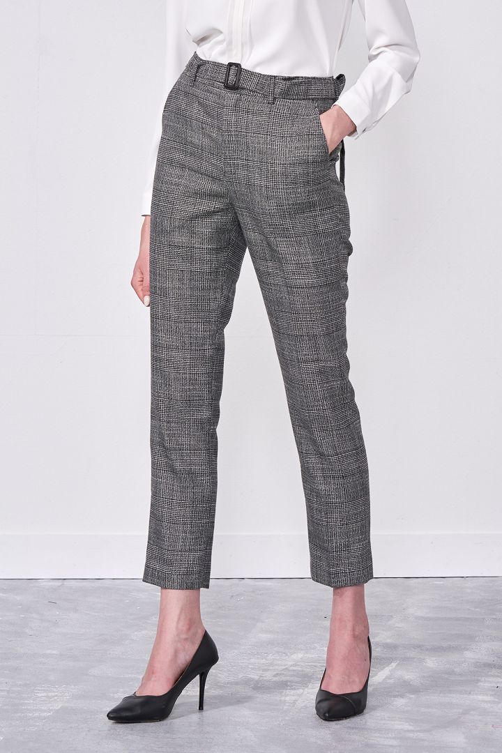 SST&C Women'S Gray Textured Straight Suit Trousers | 7262010005  (Outlet)_8