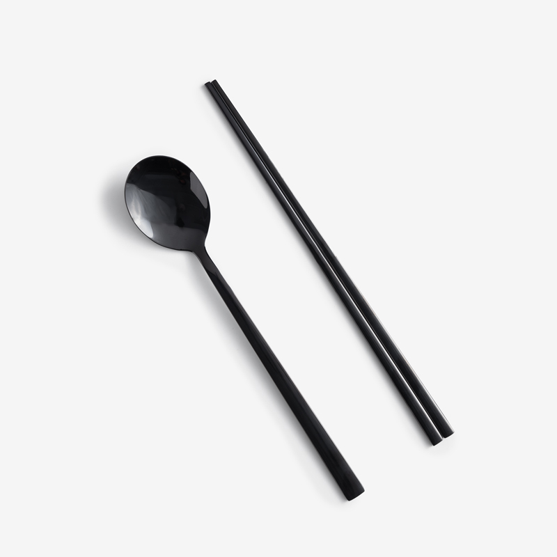 WAGA Korean 24cm Stainless Steel Chopstick | Black_2