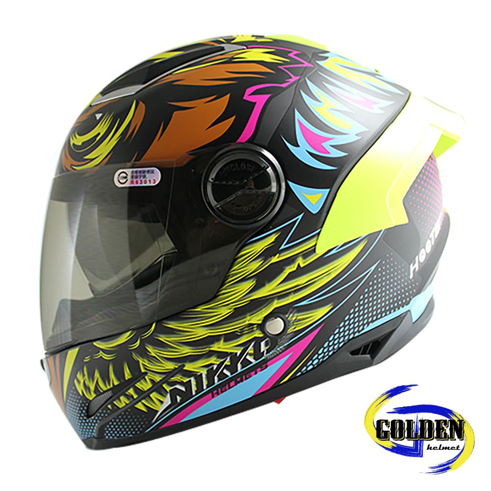 NIKKO N802S #3 黑黃粉 全罩式安全帽 (內藏墨鏡)【此商品非現貨下單7~14個工作天到貨，如有急用請勿下單或連繫LINE客服確認庫存】_0