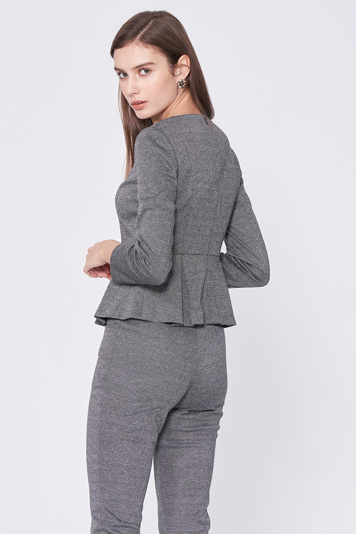 SST&C #Online Exclusive  Women'S Gray Round Neck Waist Pleated Top | 7662010003  (Outlet)_1