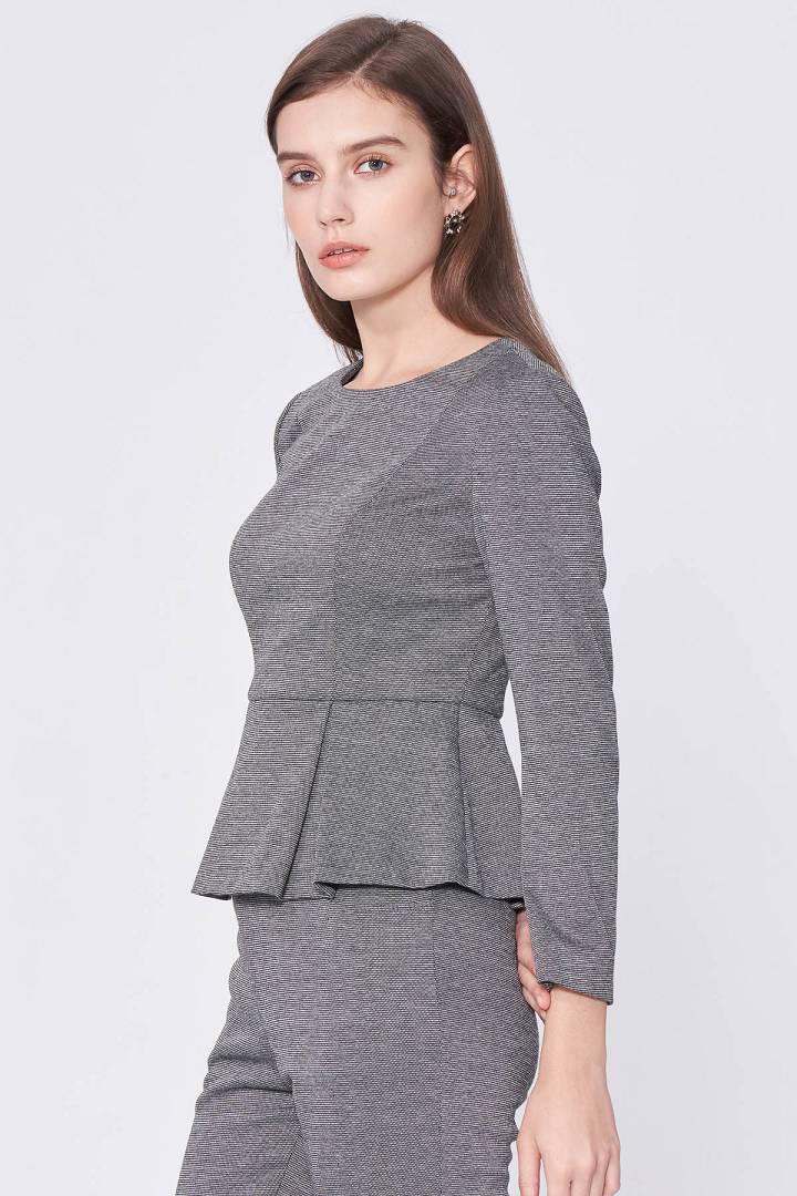 SST&C #Online Exclusive  Women'S Gray Round Neck Waist Pleated Top | 7662010003  (Outlet)_2