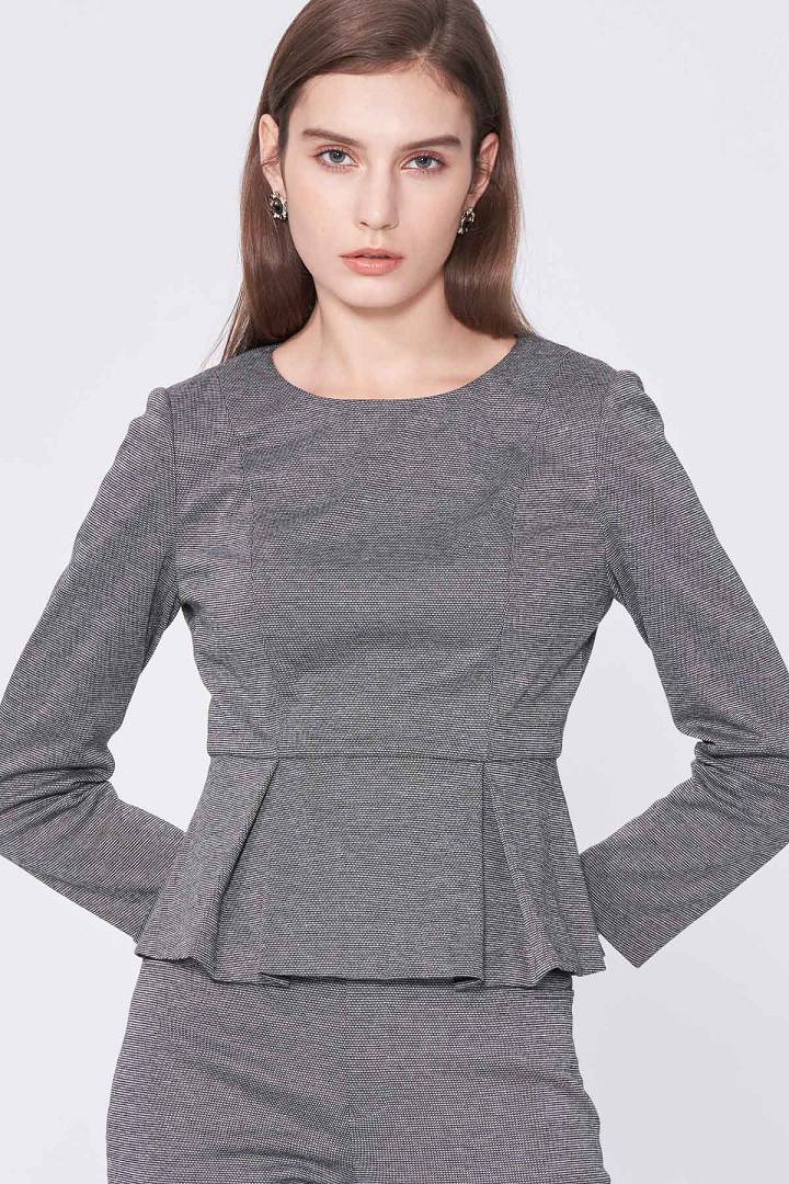 SST&C #Online Exclusive  Women'S Gray Round Neck Waist Pleated Top | 7662010003  (Outlet)_4