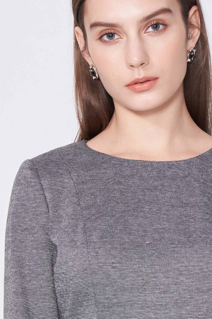SST&C #Online Exclusive  Women'S Gray Round Neck Waist Pleated Top | 7662010003  (Outlet)_5