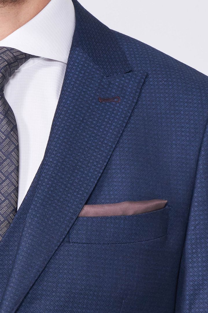 SST&C Navy Geometric Textured Tailored Suit Jacket | 0112011003  (Outlet)_7