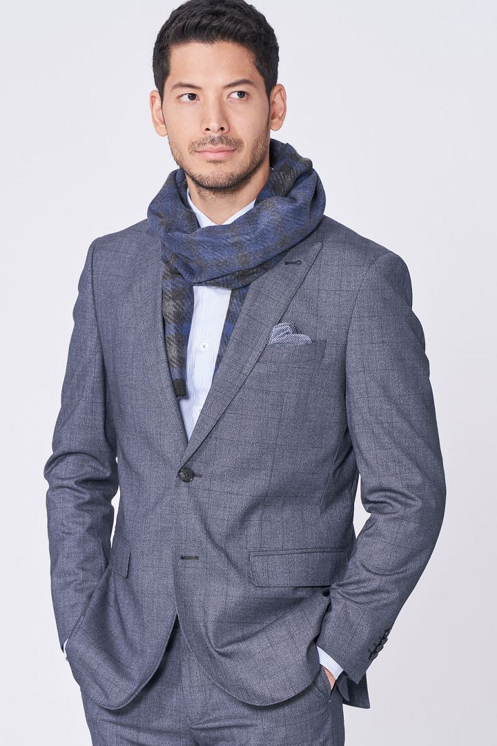 SST&C Gray Windowpane Slim Fit Suit Jacket | 0112011004  (Outlet)_0