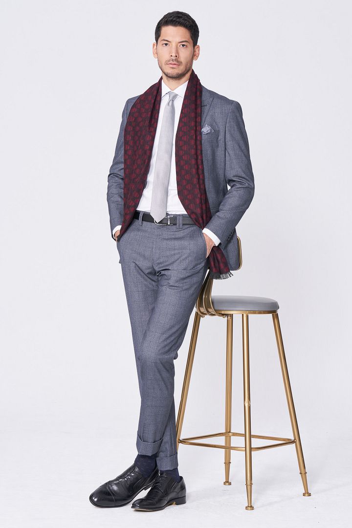 SST&C Gray Windowpane Slim Fit Suit Jacket | 0112011004  (Outlet)_5