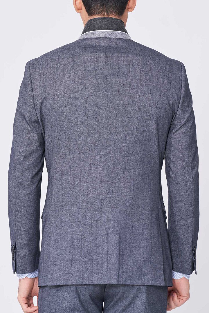 SST&C Gray Windowpane Slim Fit Suit Jacket | 0112011004  (Outlet)_9