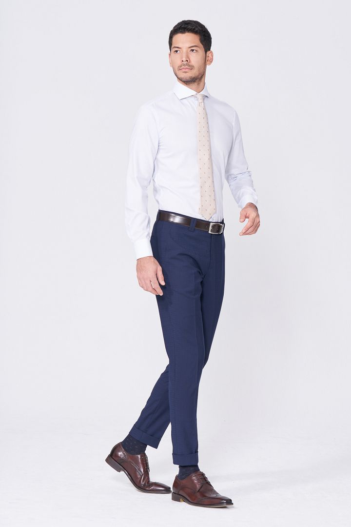 SST&C Navy Concealed Check Pattern Tailor Suit Trousers | 0212011002  (Outlet)_1