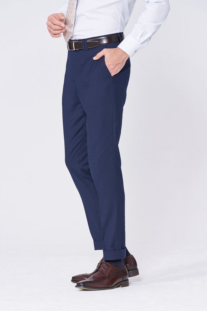 SST&C Navy Concealed Check Pattern Tailor Suit Trousers | 0212011002  (Outlet)_5