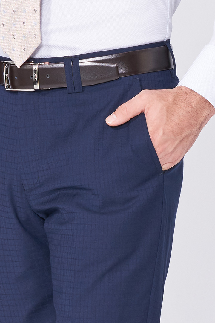 SST&C Navy Concealed Check Pattern Tailor Suit Trousers | 0212011002  (Outlet)_6