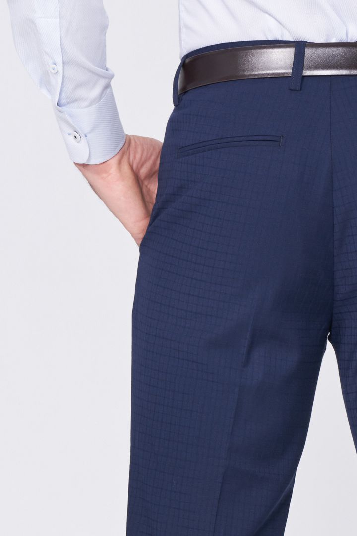 SST&C Navy Concealed Check Pattern Tailor Suit Trousers | 0212011002  (Outlet)_7