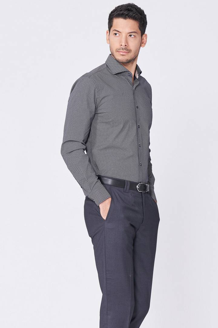 SST&C Beige Geometric Print Stretch Shirt | 0312011002  (Outlet)_4