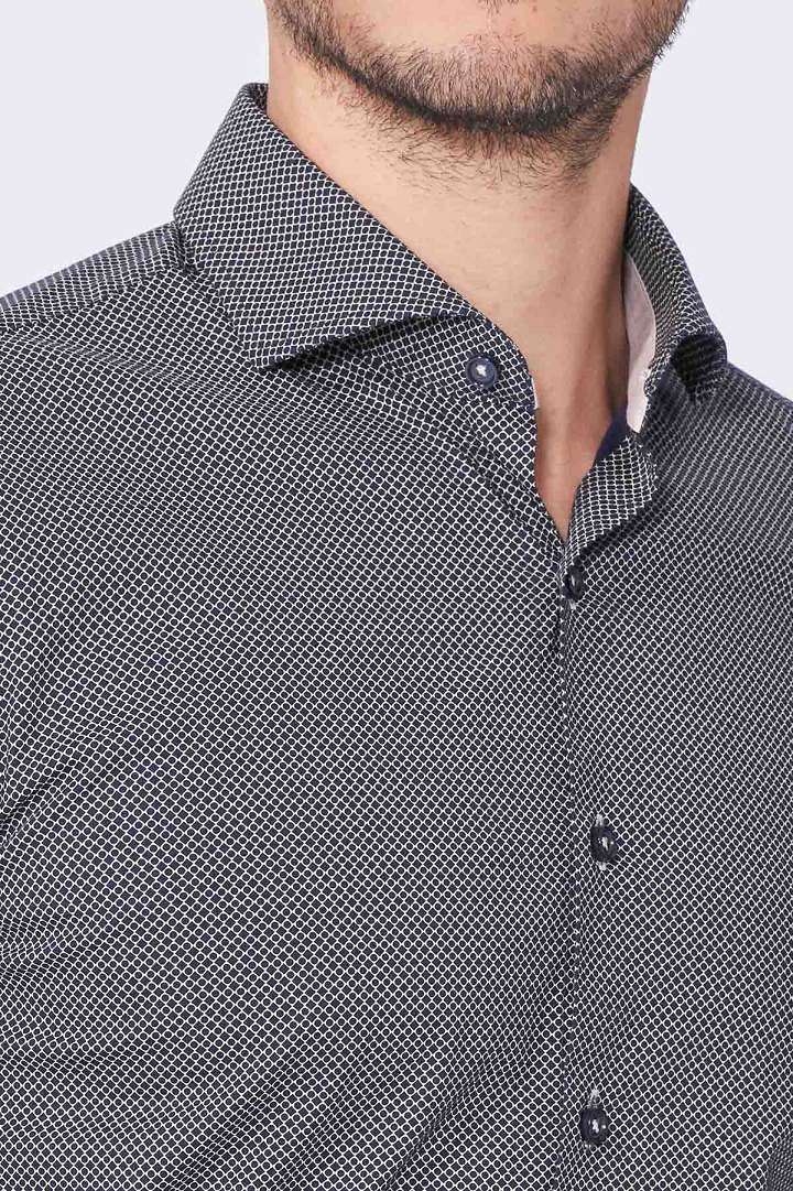 SST&C Beige Geometric Print Stretch Shirt | 0312011002  (Outlet)_7