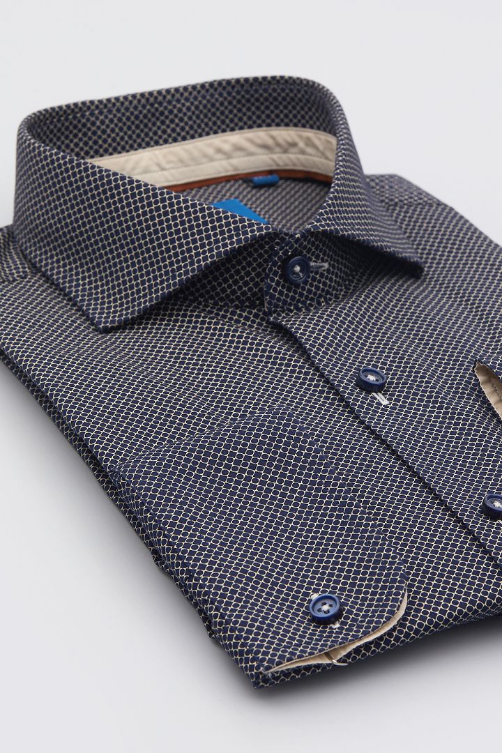 SST&C Beige Geometric Print Stretch Shirt | 0312011002  (Outlet)_9